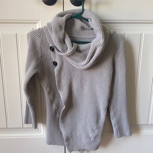 Cowl neck sweater with button accents